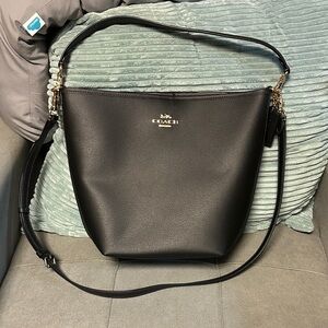 Coach Large Black Leather Bucket Bag